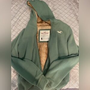Small Green Hollister Zip Up Hoodie